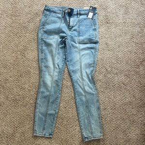 High rise light wash skinny jeans